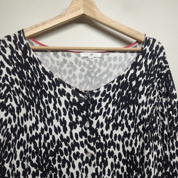 Roz & Ali Knit Cardigan Sweater Women Plus Size 2X White Black Winter Casual - Picture 2 of 8